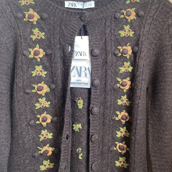 ZARA - Floral Knit Cardigan - Size S - BRAND NEW WITH TAGS RRP: £49.99 - Picture 2 of 14